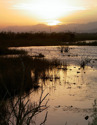 Sunset, s&#039;Albufera salt marshes